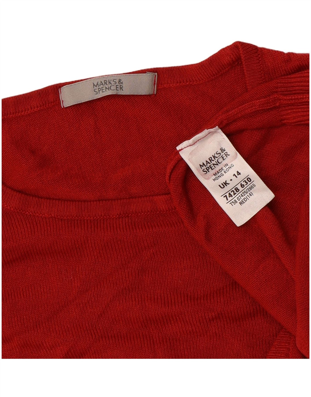 Suéter feminino Marks & Spencer com gola redonda e gola redonda Reino Unido 14 médio vermelho