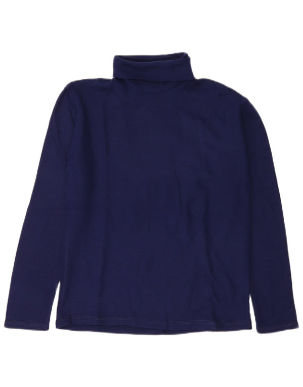 Top feminino vintage com gola redonda manga comprida IT 46 acrílico azul marinho grande