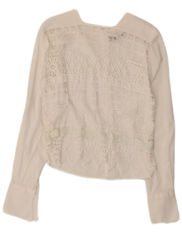 Blusa feminina de renda Enara Camicece Reino Unido 12 viscose branca média