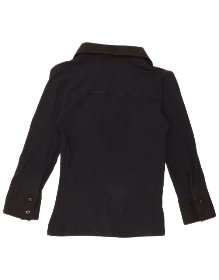 Pulôver feminino Liu Jo manga 3/4 blusa Reino Unido 8 pequeno azul marinho