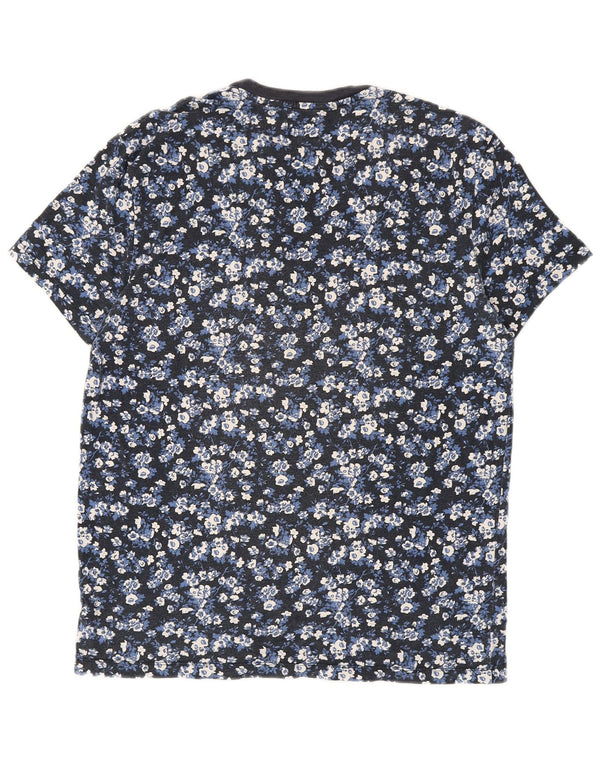 Camiseta masculina Jack Wills top pequeno algodão floral azul marinho