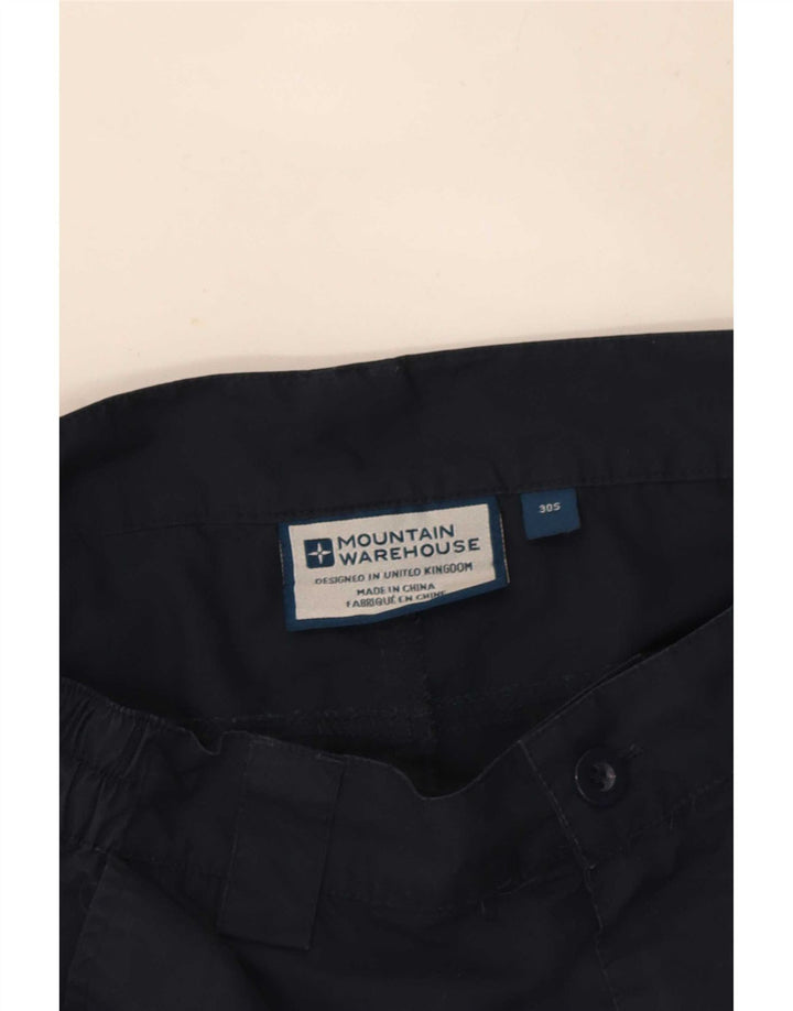 Calças retas de carga masculinas do armazém da montanha W30 L29 poliéster azul marinho