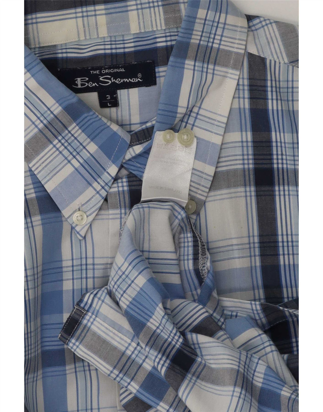 Camisa masculina de manga curta Ben Sherman grande algodão xadrez azul