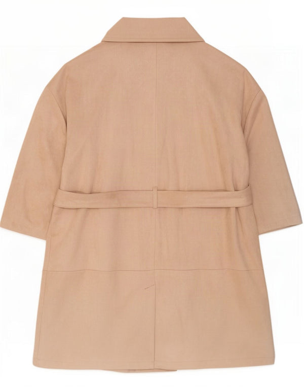 Casaco feminino Marks & Spencer com peito duplo UK 24 4XL poliéster bege