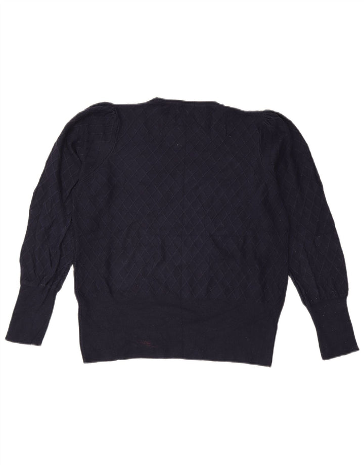 Suéter feminino Marks & Spencer com gola redonda Reino Unido 14 médio azul marinho