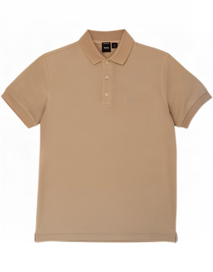 Camisa polo masculina Hugo Boss pequena algodão bege