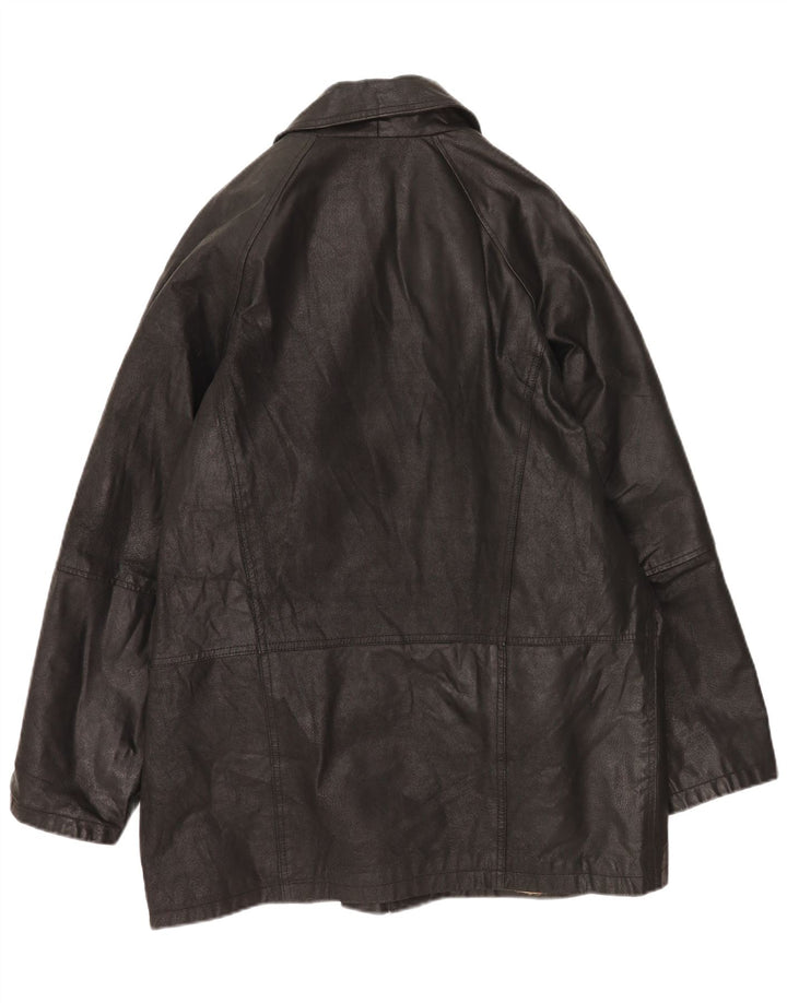 Jaqueta masculina de couro Duffle Giulia Galanti Reino Unido 40 couro preto grande