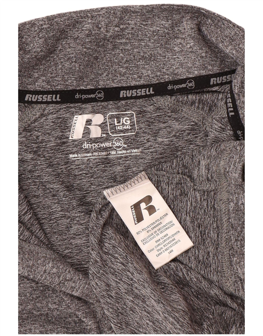 RUSSELL ATLÉTICO Masculino Dri-Power Pulôver Treino Top Reino Unido 42/44 Grande Cinza