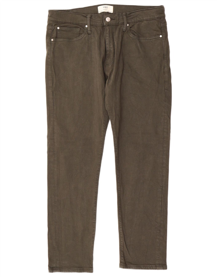 Marks & Spencer Mens Jeans Slim W34 L29 Algodão Cáqui