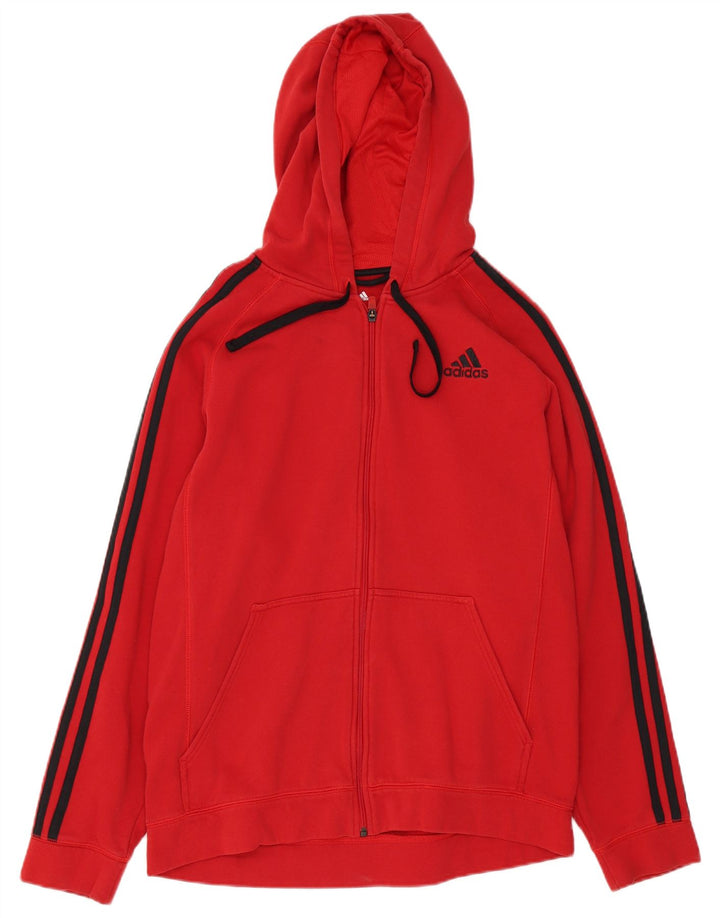 Adidas masculino zip moletom com capuz médio algodão vermelho