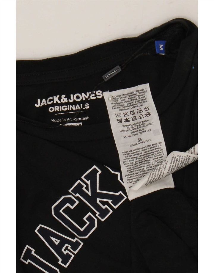 Camiseta masculina Jack & Jones Regular Fit com estampa gráfica de algodão preto médio