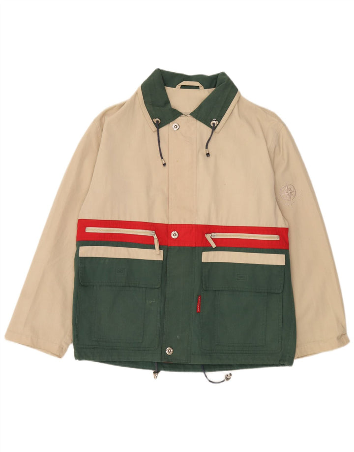 Jaqueta utilitária masculina Stormy Sea Reino Unido 36 poliéster bege pequeno Colourblock