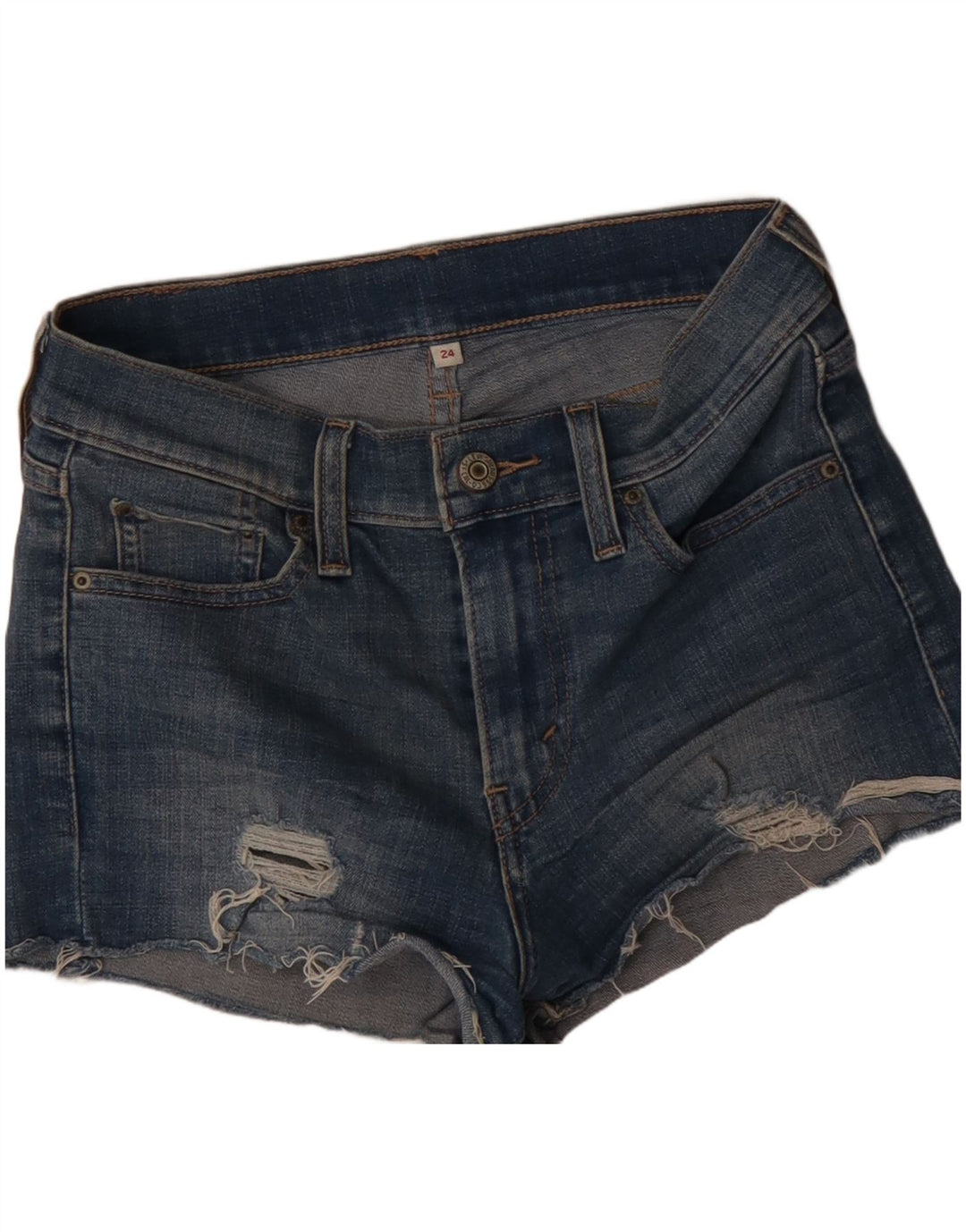 Shorts jeans feminino 501 desgastado da LEVI'S W24 XS azul algodão