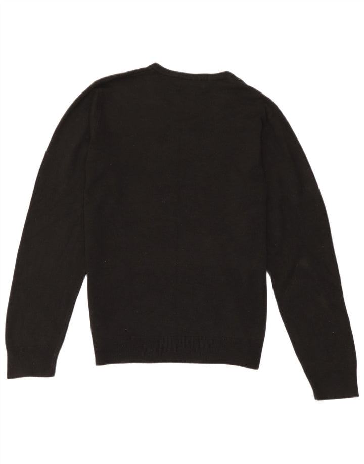 Suéter masculino Marks & Spencer Blue Harbor com decote em V, pequeno acrílico preto