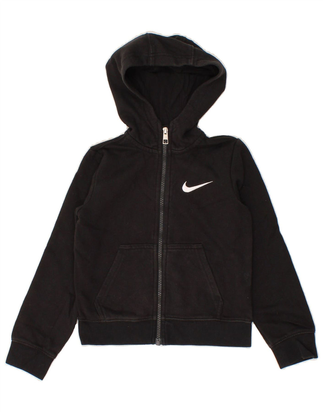 NIKE Boys Zip Hoodie Sweater 6-7 Years Large Black Cotton Vintage Nike and Second-Hand Nike from Messina Hembry 
