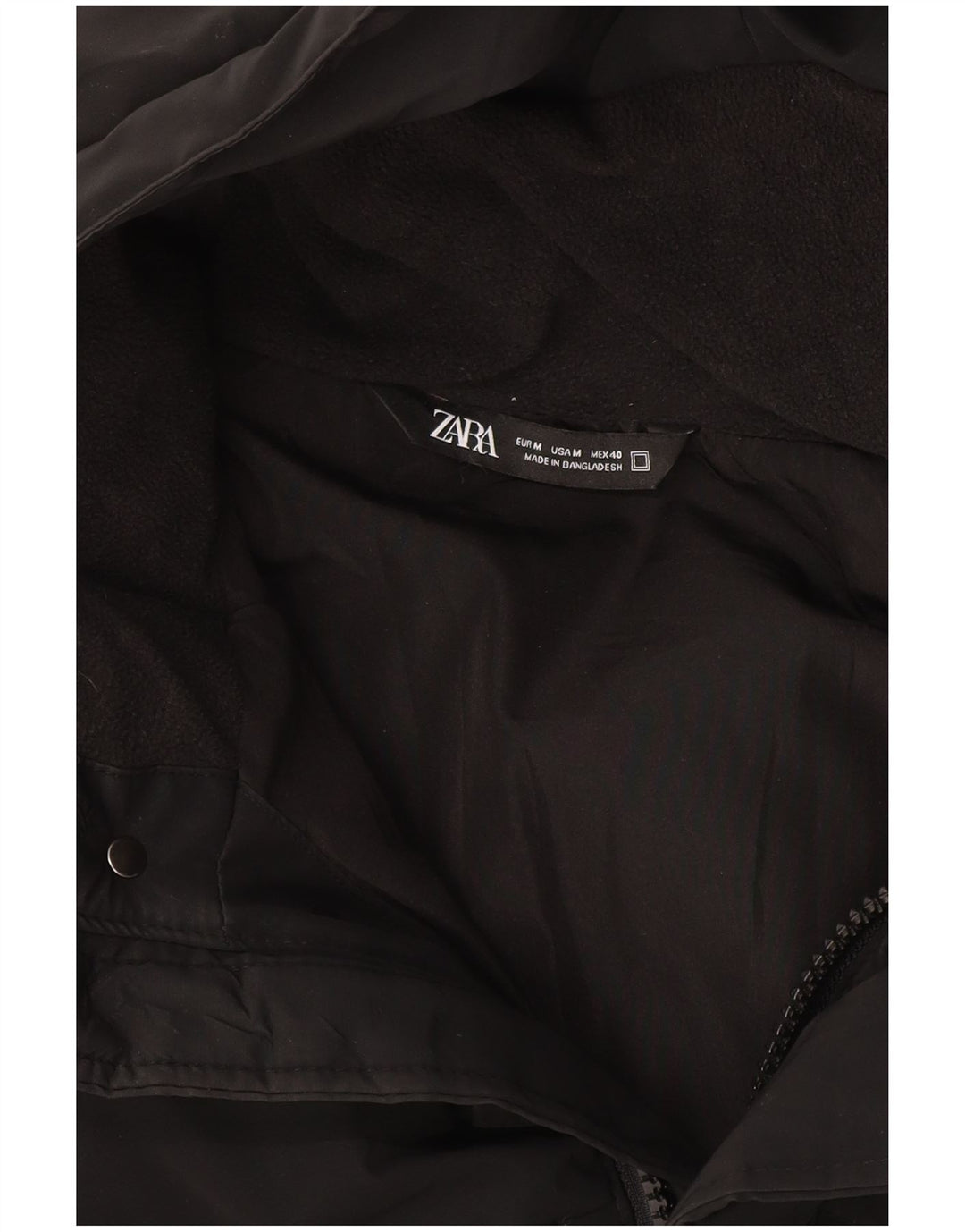 Casaco acolchoado com capuz masculino Zara UK 38 médio preto