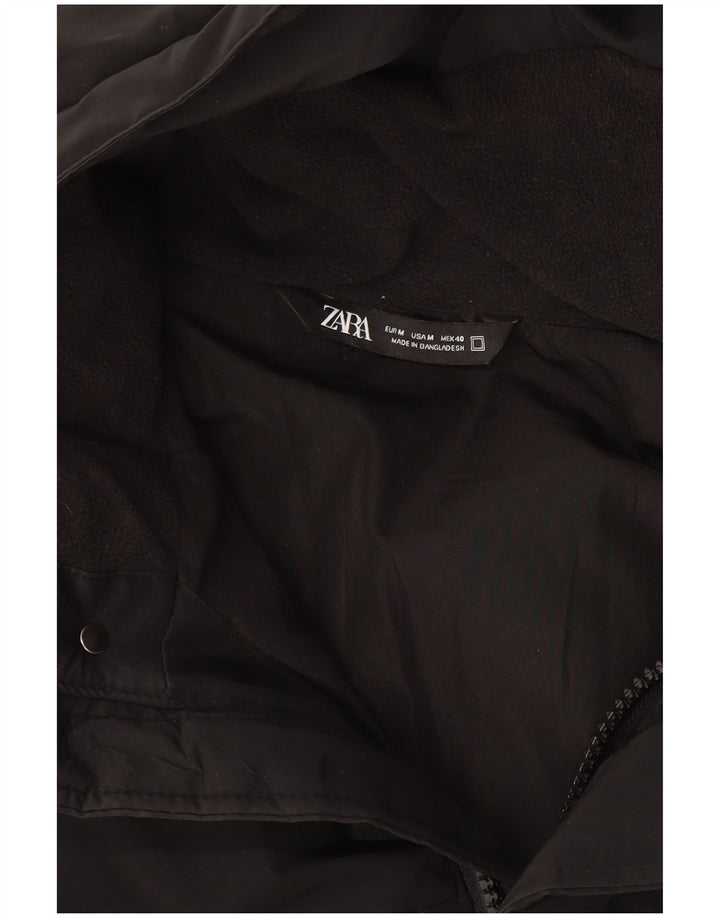 Casaco acolchoado com capuz masculino Zara UK 38 médio preto