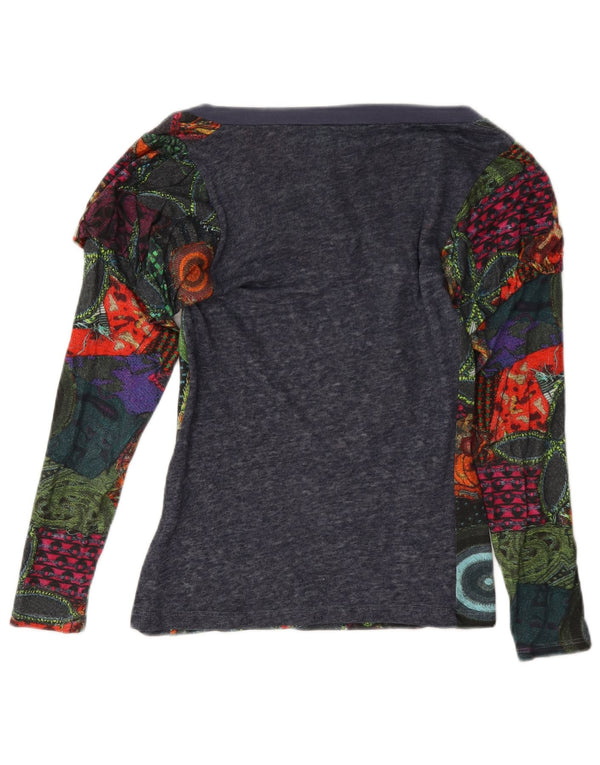 Desigual Womens Loose Fit Top Manga Longa UK 6 XS Multicolorido