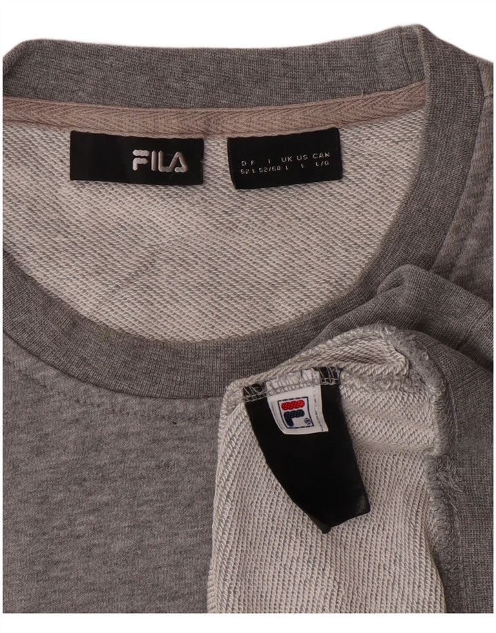 FILA Suéter gráfico masculino grande algodão cinza