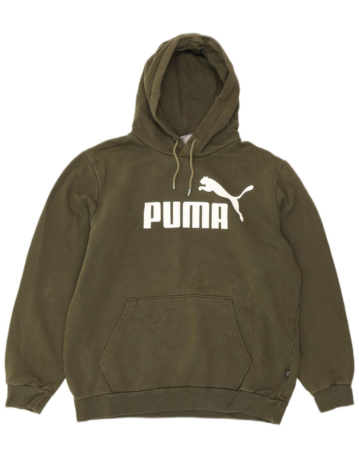PUMA feminino oversized gráfico moletom com capuz Reino Unido 14 médio cáqui elastano