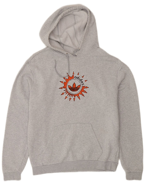 Adidas Mens Graphic Hoodie Jumper Médio Algodão Cinza