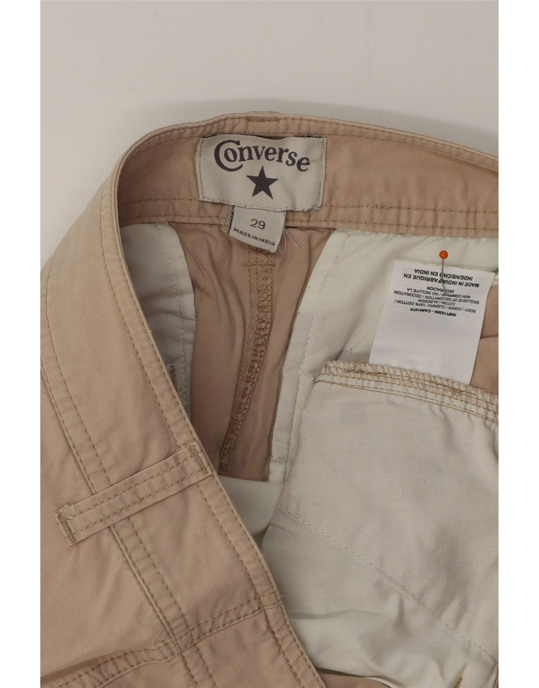 Shorts chino feminino CONVERSE W29 algodão bege médio