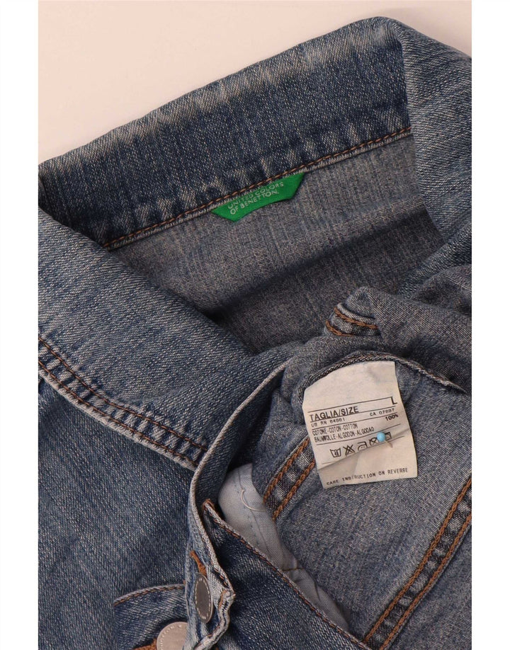 Jaqueta jeans masculina Benetton UK 40 grande algodão azul