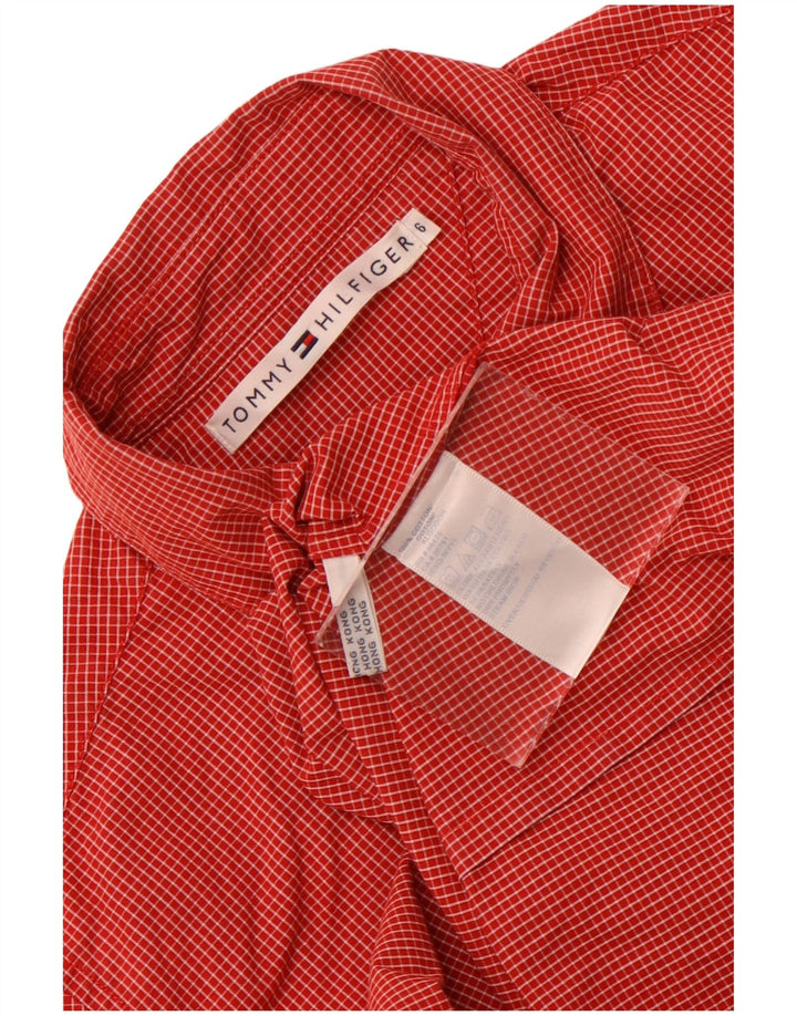 Camisa feminina Tommy Hilfiger US 6 médio vermelho xadrez algodão