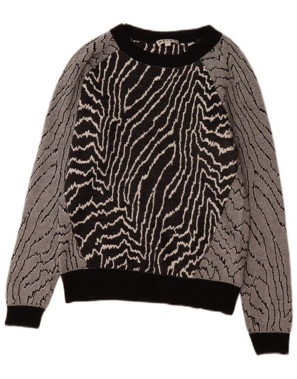 Suéter feminino Reiss com estampa abstrata UK 6 XS preto viscose