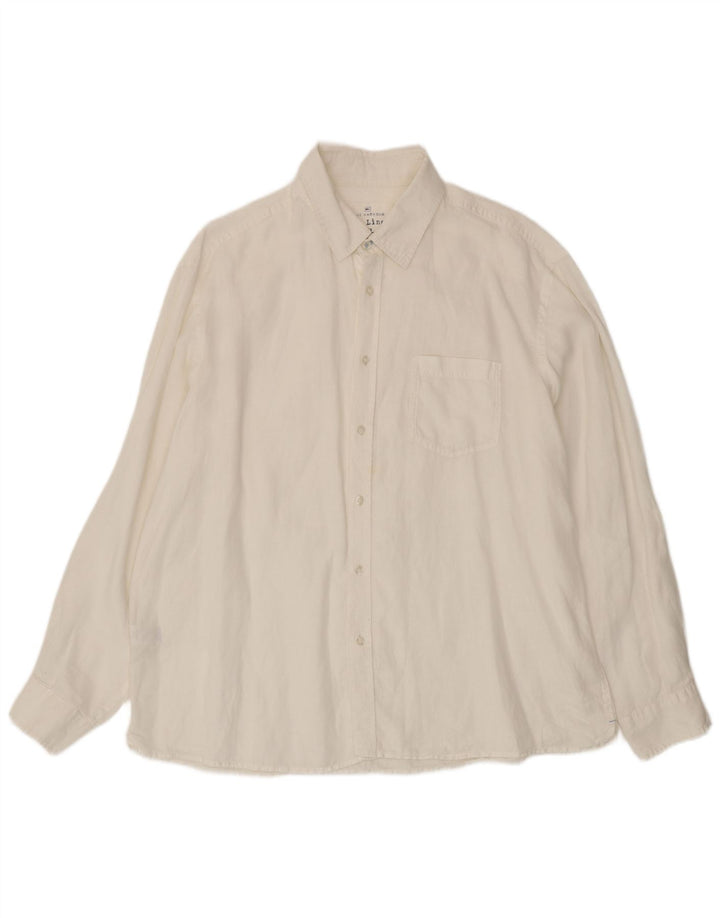Camisa masculina Marks & Spencer Blue Harbor XL linho branco