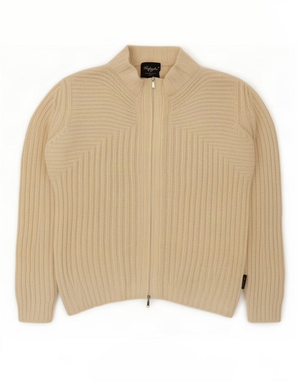 AUSTRALIAN L'ALPINA Suéter masculino com zíper completo IT 46 pequeno off white