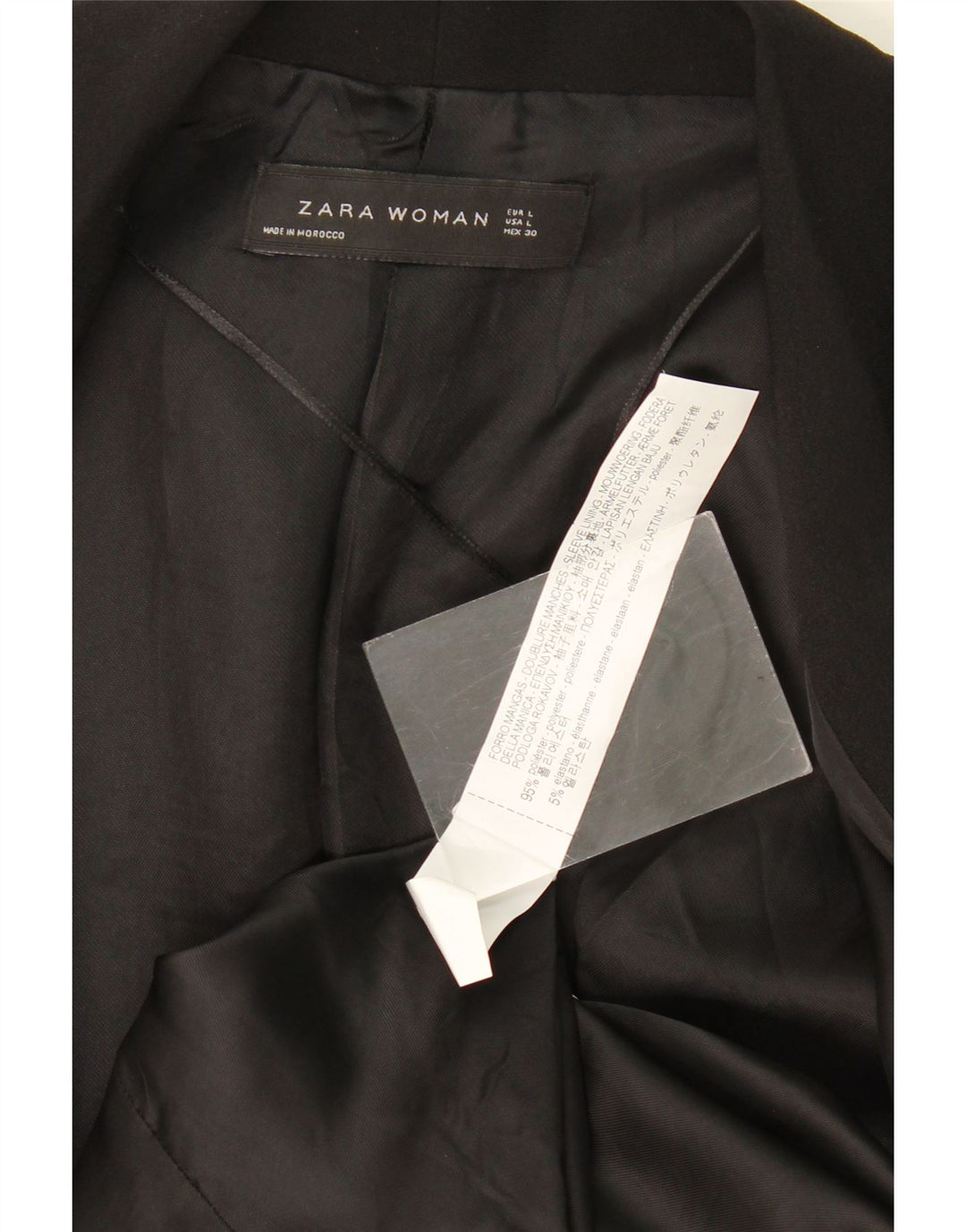 Zara Jaqueta Blazer Feminina Manga 3/4 Aberta Reino Unido 14 Grande Poliéster Preto