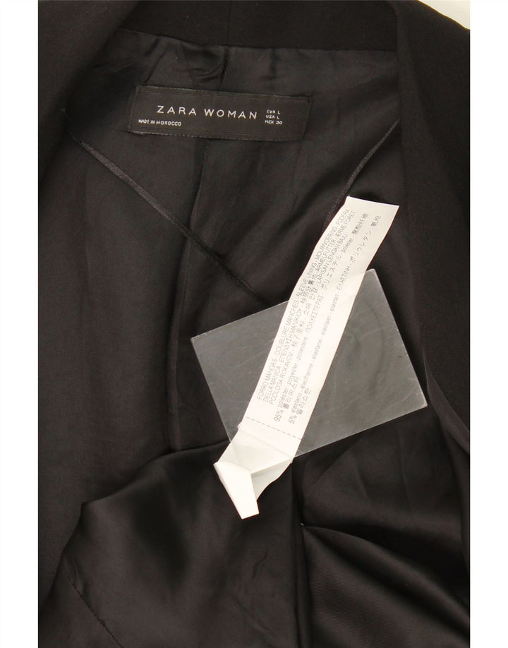 Zara Jaqueta Blazer Feminina Manga 3/4 Aberta Reino Unido 14 Grande Poliéster Preto