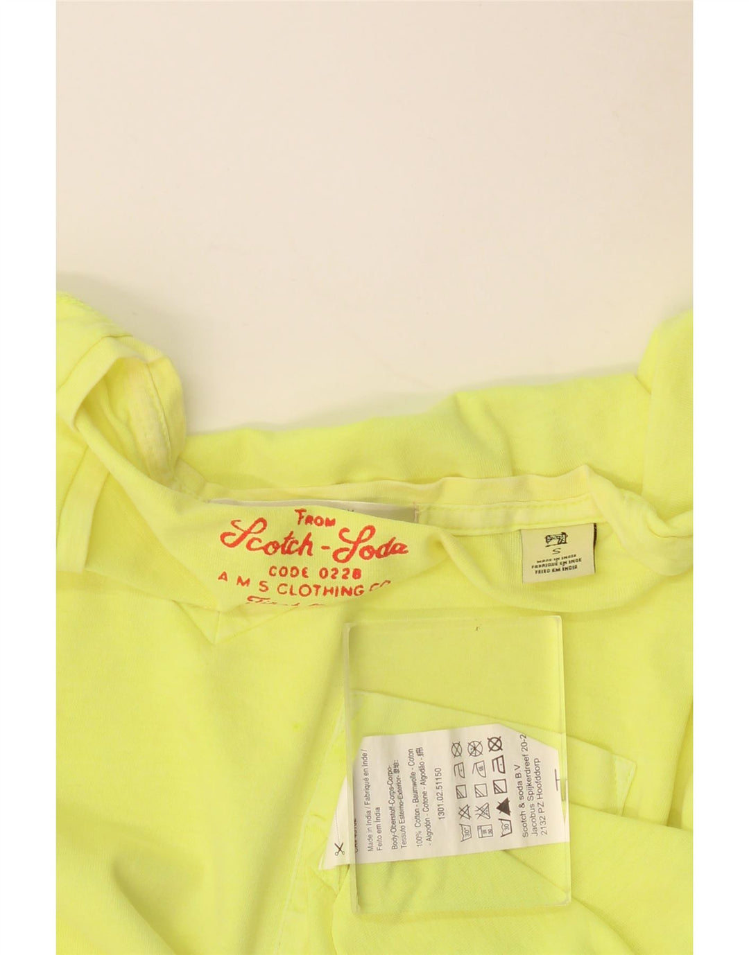 SCOTCH & SODA Camiseta masculina top pequeno algodão amarelo