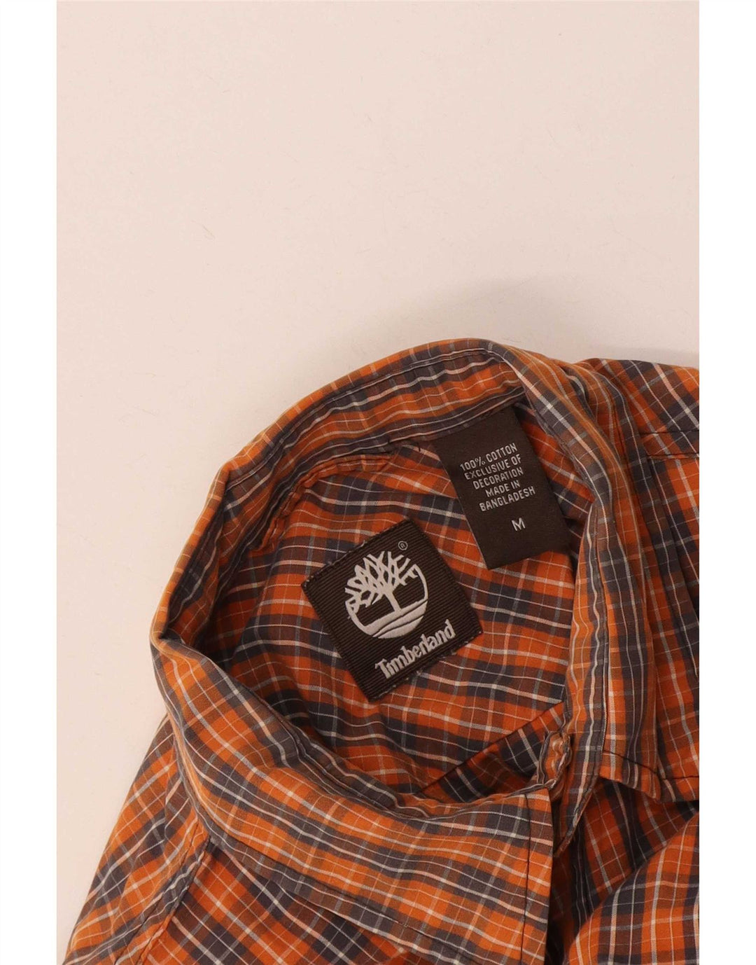 Camisa masculina Timberland de manga curta laranja médio algodão xadrez