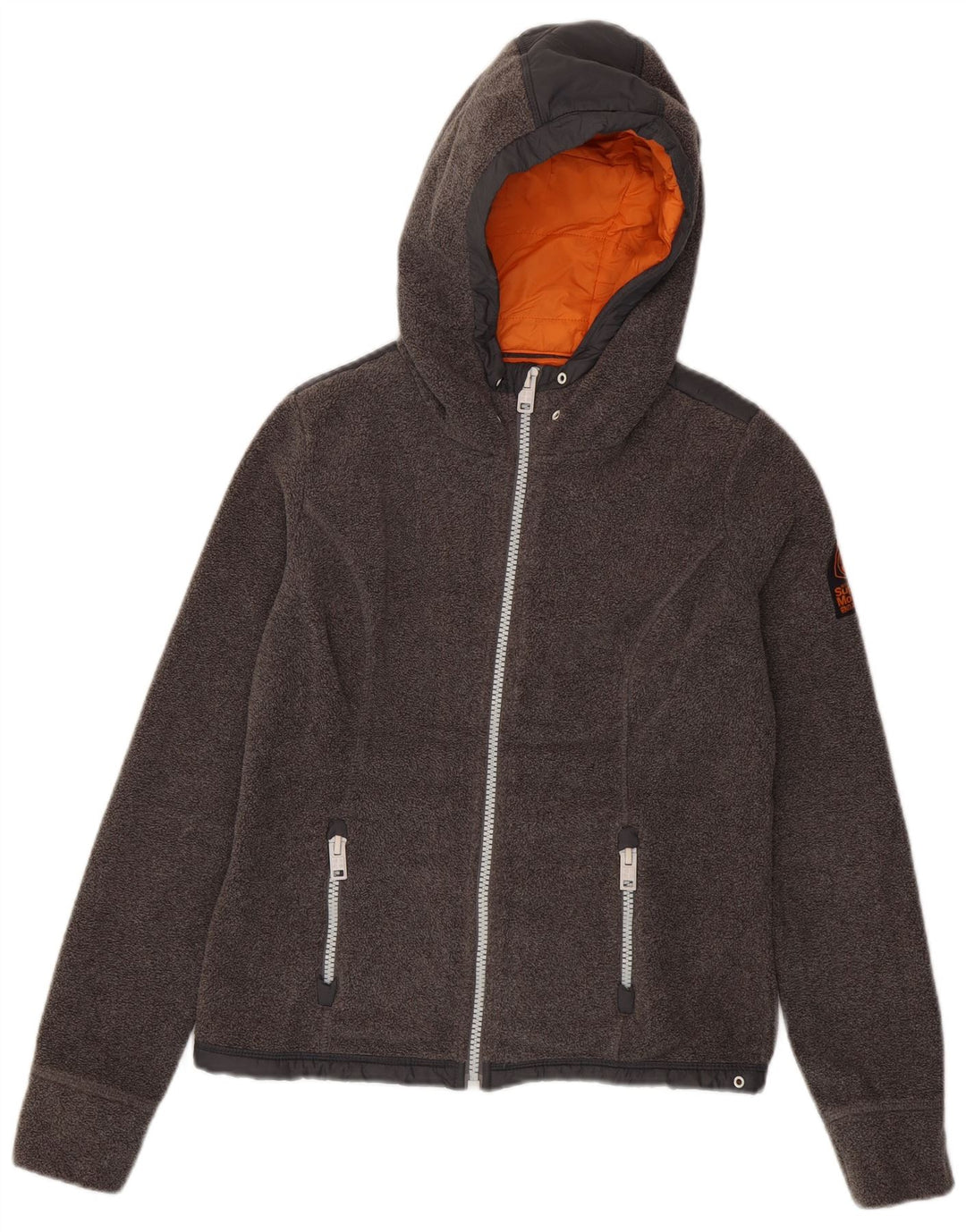 Jaqueta feminina de lã para caminhada com capuz SUPERDRY UK 10 poliéster cinza pequeno