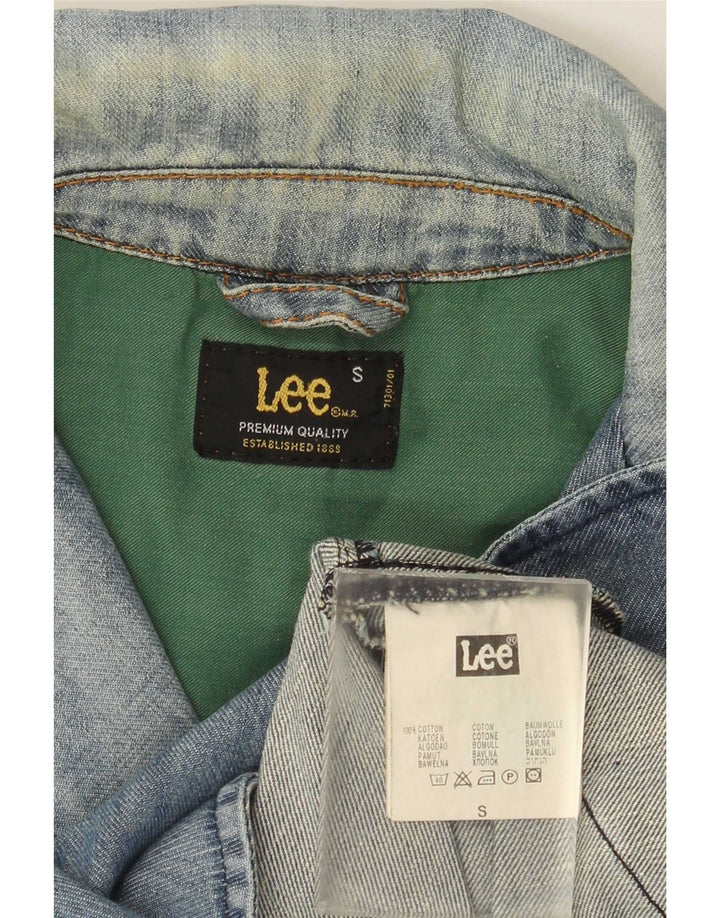Jaqueta blazer jeans feminina Lee com 3 botões Reino Unido 10 algodão azul pequeno