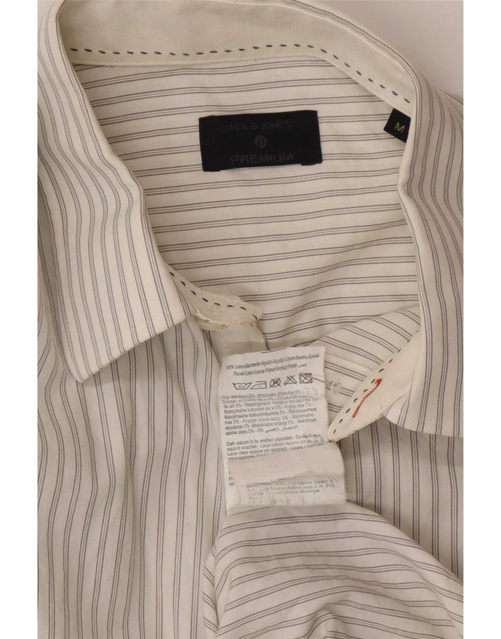 Camisa masculina Jack & Jones de algodão listrado branco médio
