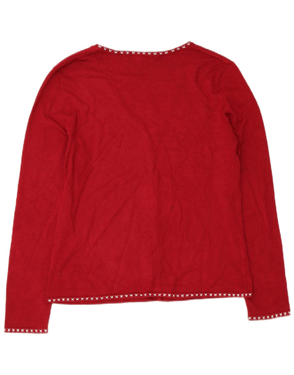 Suéter cardigã feminino LAURA ASHLEY UK 14 viscose vermelha média