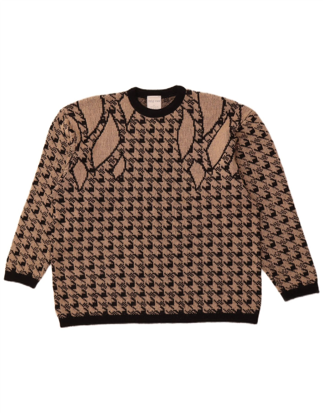 Suéter feminino MERRY FINN com gola redonda Reino Unido 18 XL marrom houndstooth