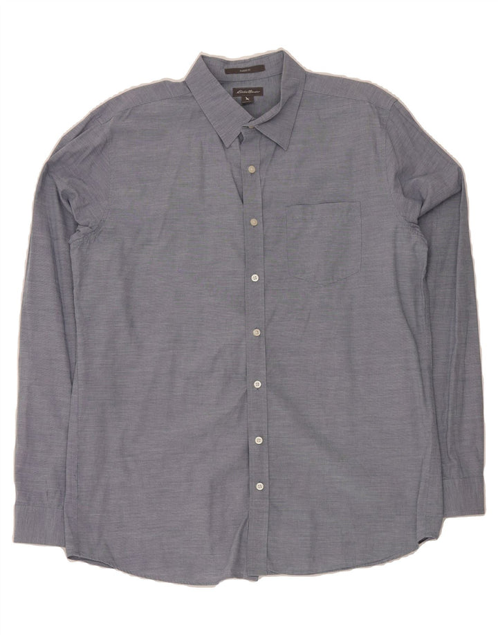 EDDIE BAUER Mens Tall Classic Fit Shirt Large Blue Pinstripe Cotton Vintage Eddie Bauer and Second-Hand Eddie Bauer from Messina Hembry 