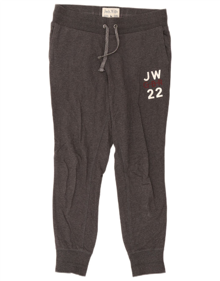 Calça esportiva feminina Jack Wills com estampa gráfica e joggers UK 12 cinza médio