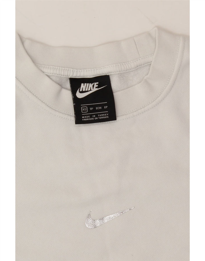 NIKE Womens Oversized Sweatshirt Jumper UK 6 XS White Colourblock Cotton Vintage Nike and Second-Hand Nike from Messina Hembry 