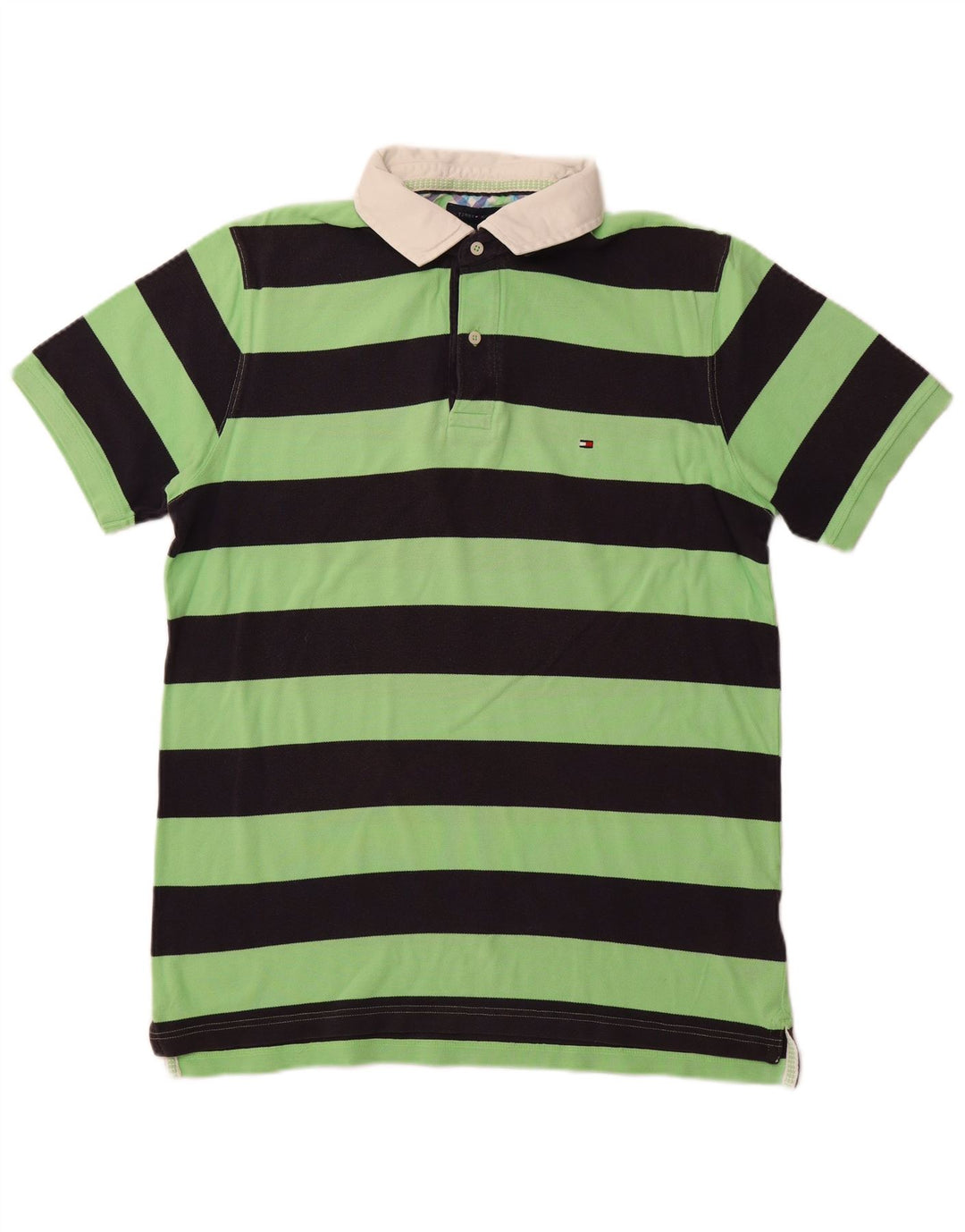 Camisa polo masculina de rugby TOMMY HILFIGER 2XL algodão listrado verde