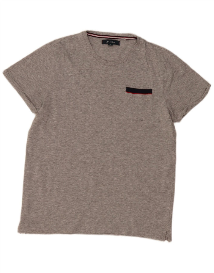 Camiseta masculina Kangol Top grande algodão manchado cinza