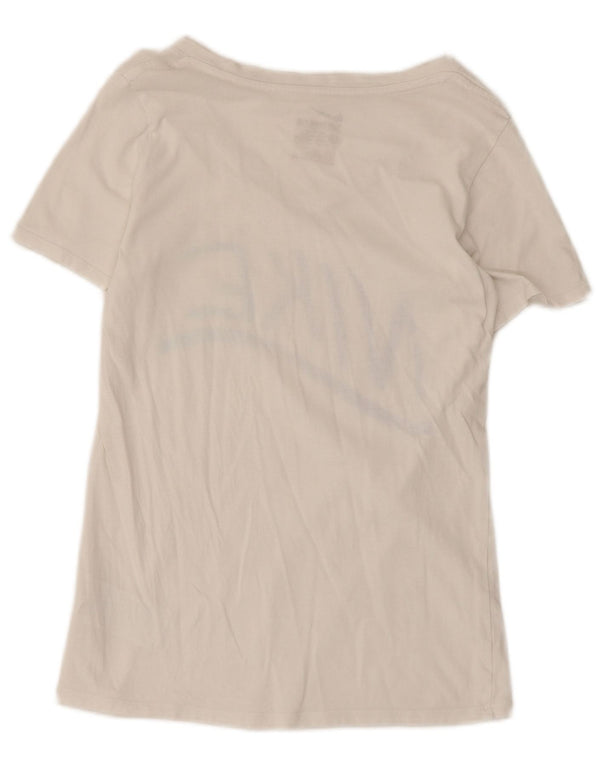Nike Womens Athletic Cut Graphic T-Shirt Top UK 10 Small White Cotton