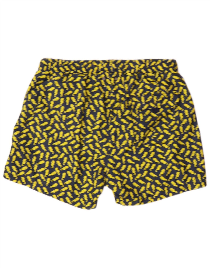 Shorts de natação masculino Gutteridge com padrão abstrato grande poliéster azul marinho