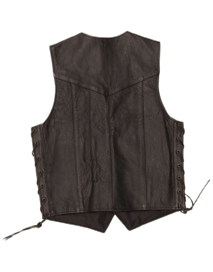 Colete masculino JTS de couro para motociclista pequeno preto