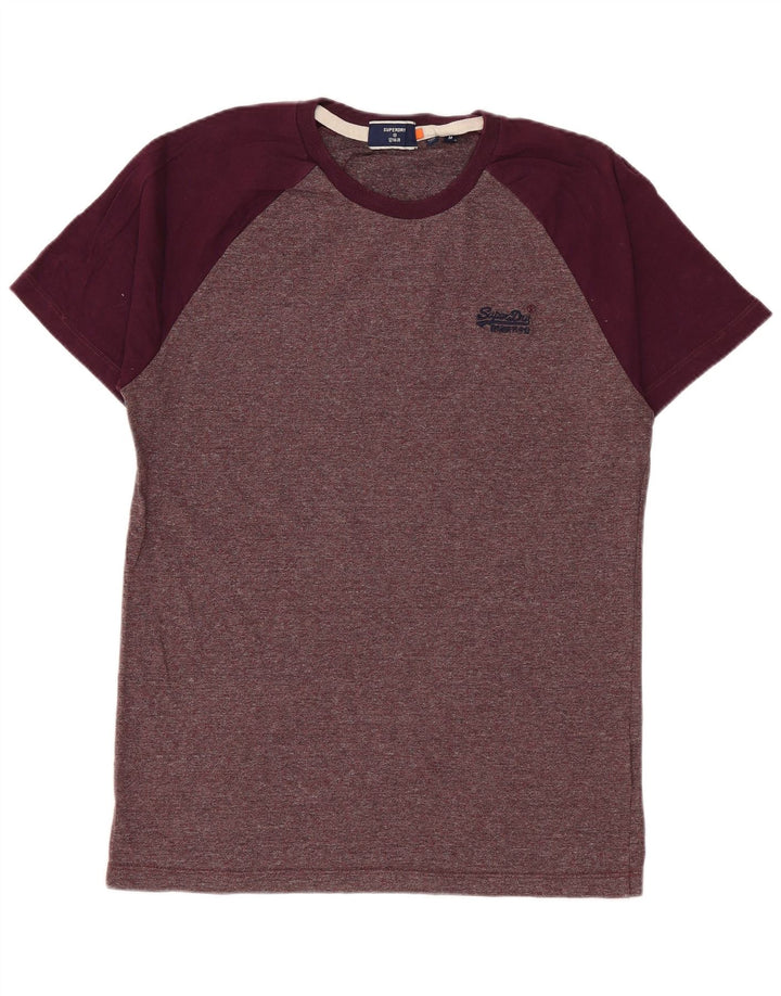 Camiseta masculina Superdry Top médio algodão manchado Borgonha