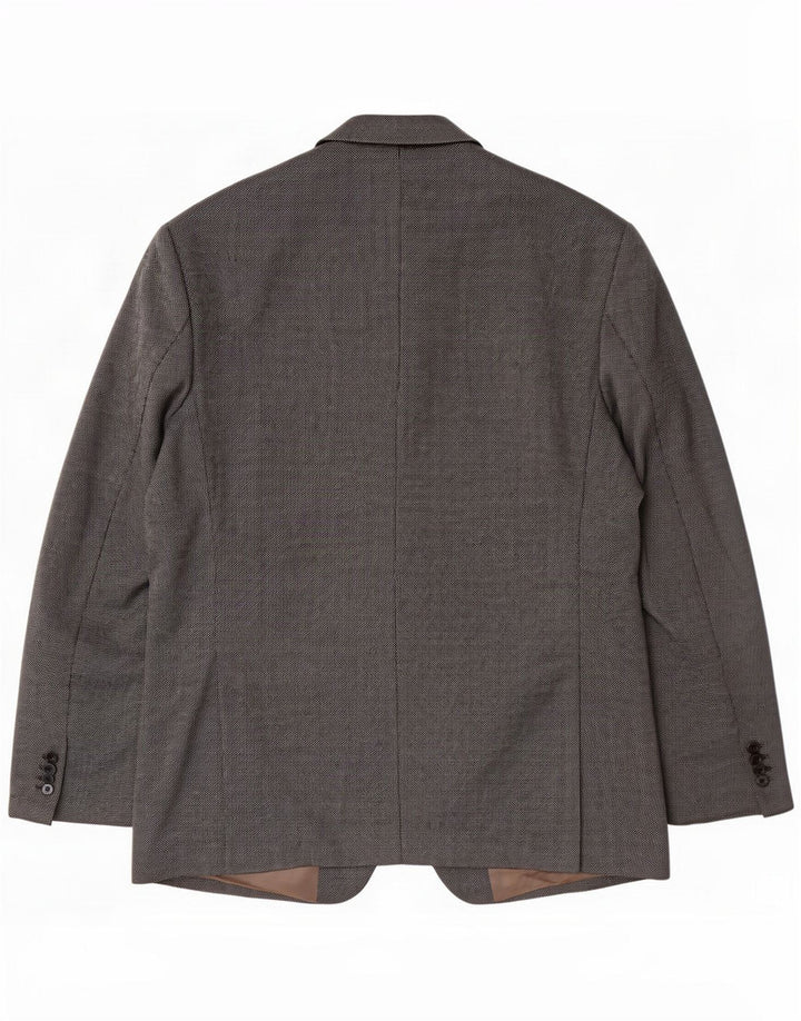 Wellington Mens 3 Button Blazer Jacket UK 46 3XL Lã Cinza